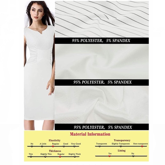 NWT pinstripe white sheath dress ruched detail - Picture 5 of 7